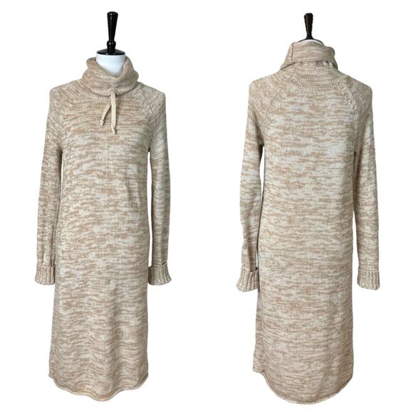 Athleta Women’s Sweater Dress Traverse Merino Wool Midi Length Funnel Neck Tan M - Picture 10 of 10